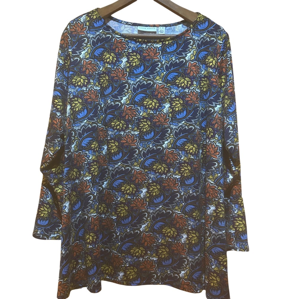 Susan Graver Tunic Top Womens Size 3X Colorful Paisley Bohemian Artsy Eclectic‎